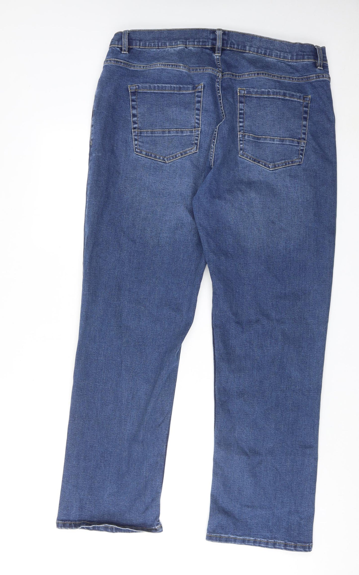 Jacamo Mens Blue Cotton Straight Jeans Size 42 in Regular Zip