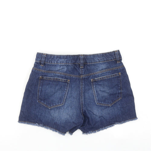 NEXT Girls Blue Cotton Boyfriend Shorts Size 12 Years Regular Zip