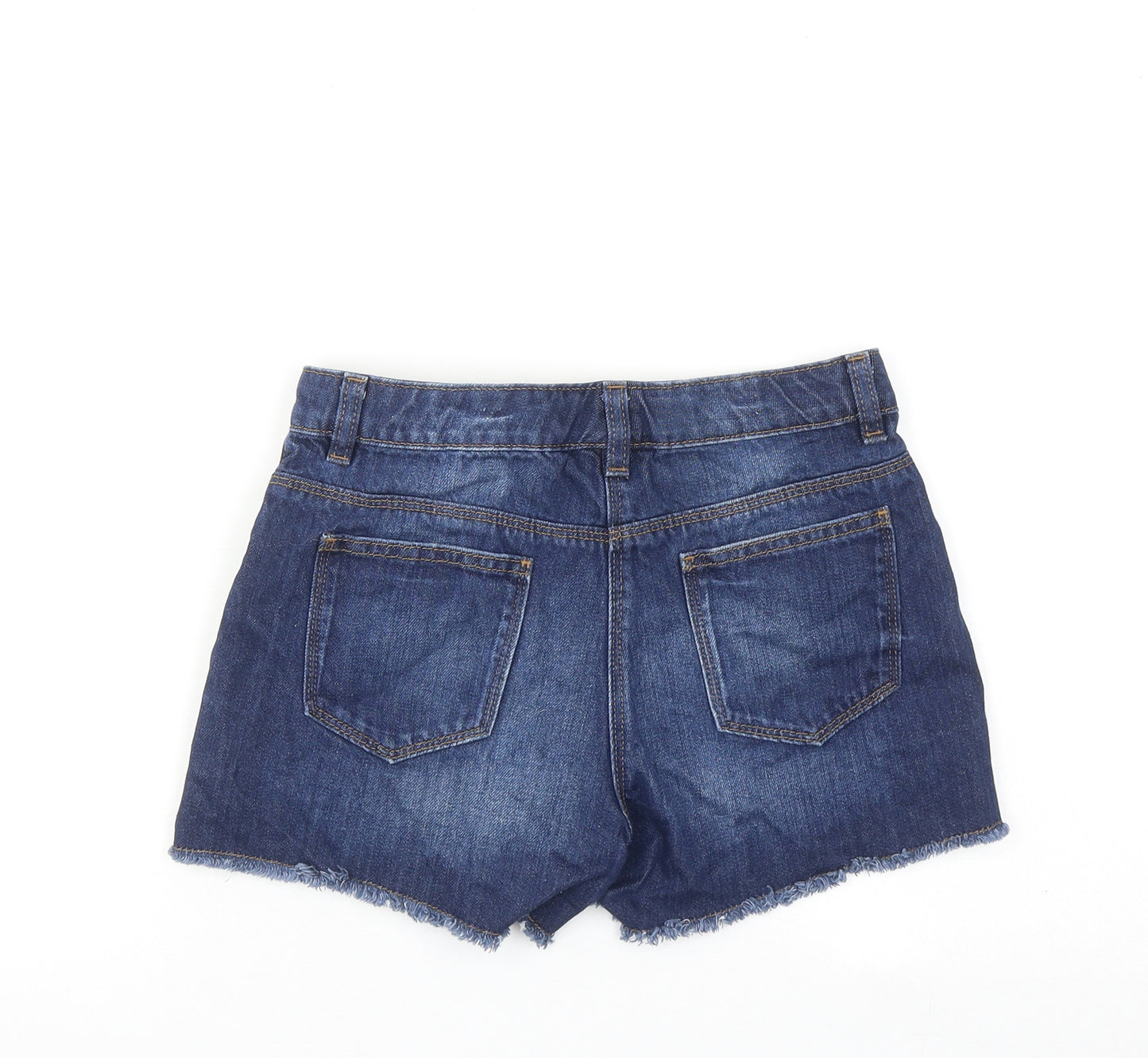 NEXT Girls Blue Cotton Boyfriend Shorts Size 12 Years Regular Zip