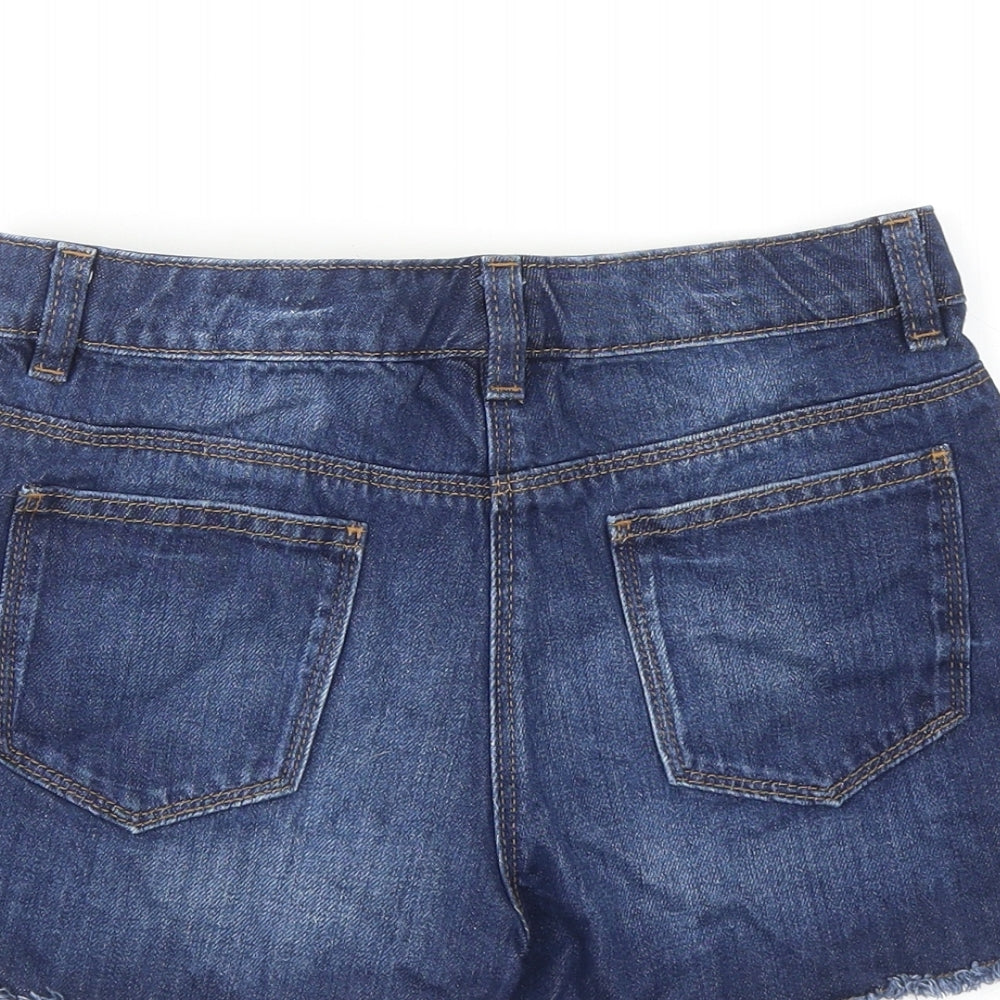 NEXT Girls Blue Cotton Boyfriend Shorts Size 12 Years Regular Zip