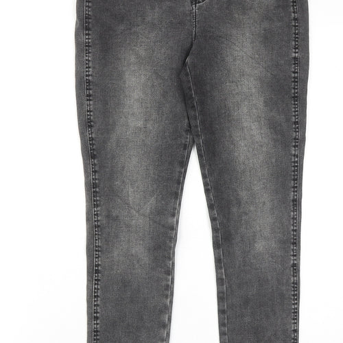 Marks and Spencer Womens Grey Cotton Skinny Jeans Size 10 Regular Zip