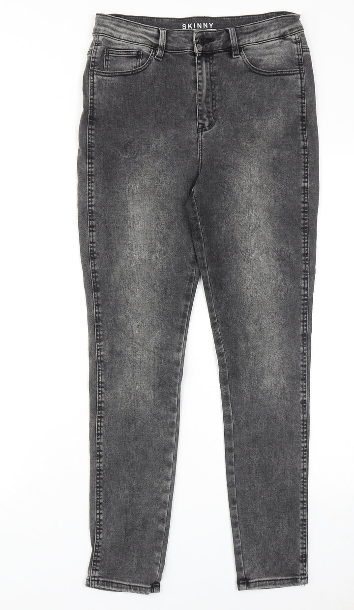 Marks and Spencer Womens Grey Cotton Skinny Jeans Size 10 Regular Zip