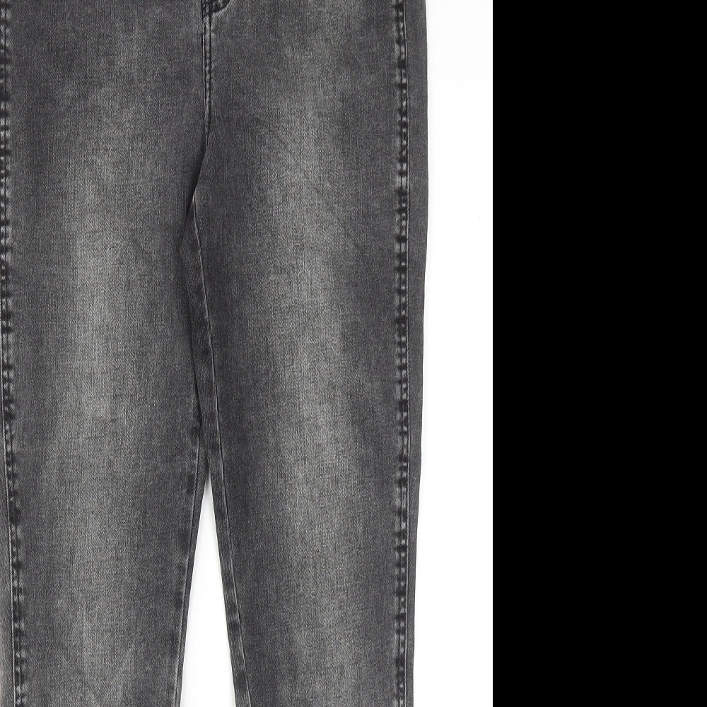 Marks and Spencer Womens Grey Cotton Skinny Jeans Size 10 Regular Zip