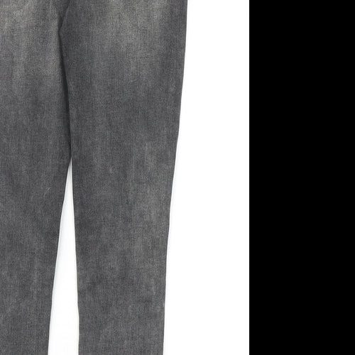 Marks and Spencer Womens Grey Cotton Skinny Jeans Size 10 Regular Zip