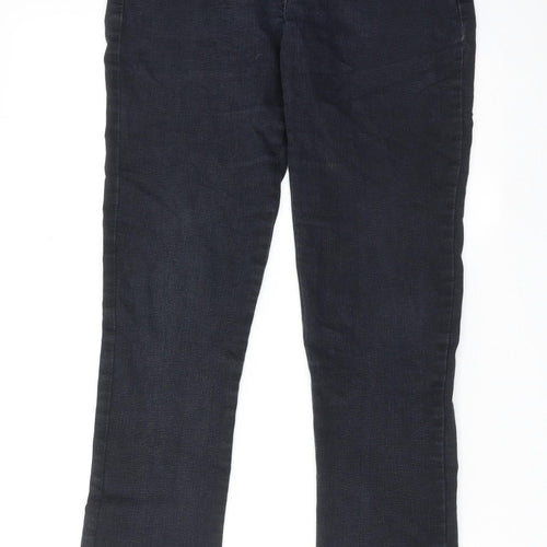 M&Co Womens Blue Cotton Straight Jeans Size 10 Regular Zip