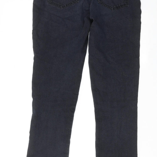 M&Co Womens Blue Cotton Straight Jeans Size 10 Regular Zip