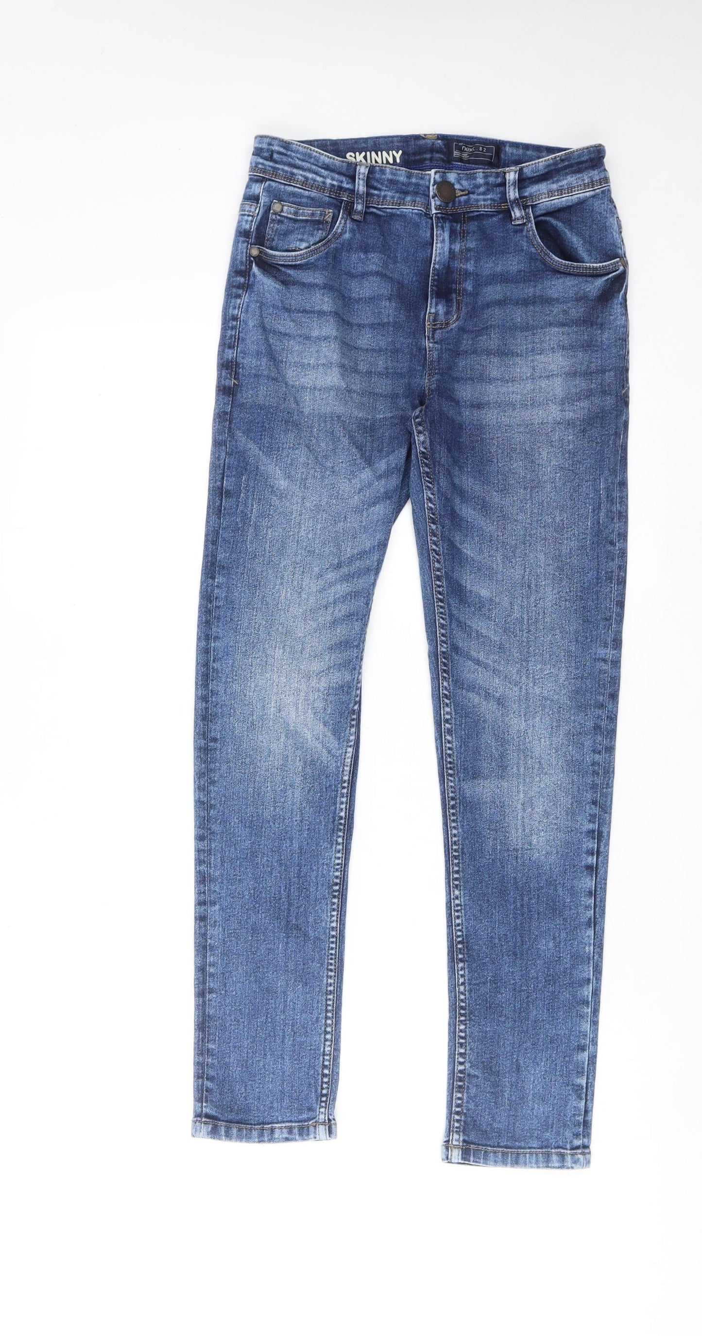 NEXT Boys Blue Cotton Skinny Jeans Size 12 Years Regular Zip