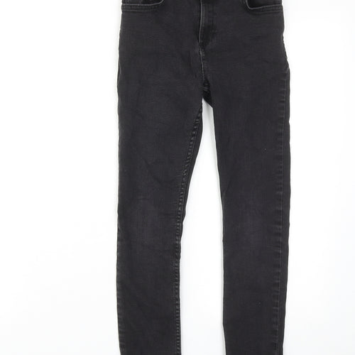 River Island Boys Black Cotton Skinny Jeans Size 10 Years Regular Zip
