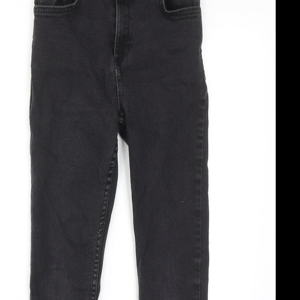 River Island Boys Black Cotton Skinny Jeans Size 10 Years Regular Zip