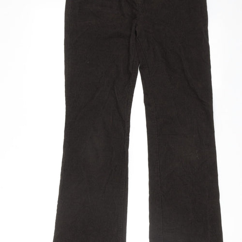 Marks and Spencer Womens Brown Cotton Trousers Size 8 Regular Zip