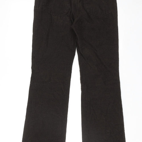 Marks and Spencer Womens Brown Cotton Trousers Size 8 Regular Zip