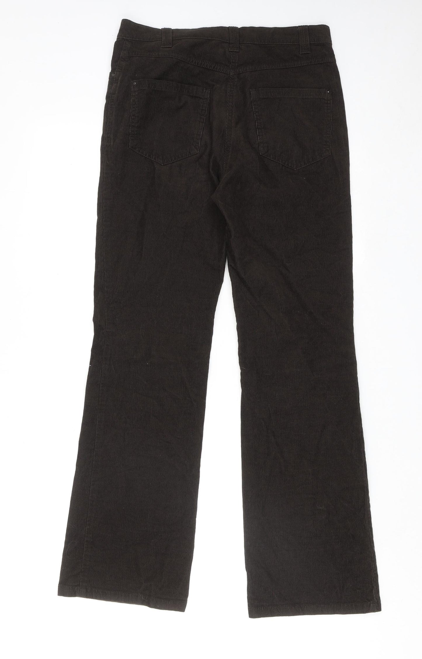 Marks and Spencer Womens Brown Cotton Trousers Size 8 Regular Zip