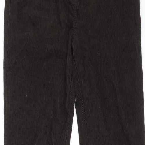 Marks and Spencer Womens Brown Cotton Trousers Size 8 Regular Zip