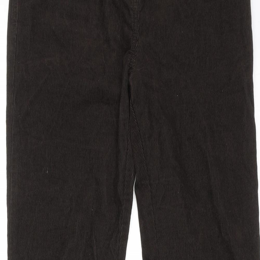 Marks and Spencer Womens Brown Cotton Trousers Size 8 Regular Zip