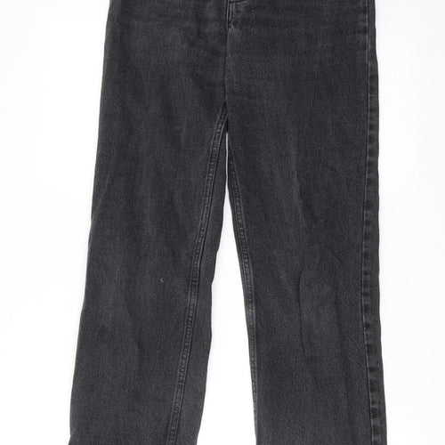 Monki Womens Grey Cotton Straight Jeans Size 26 in Regular Zip