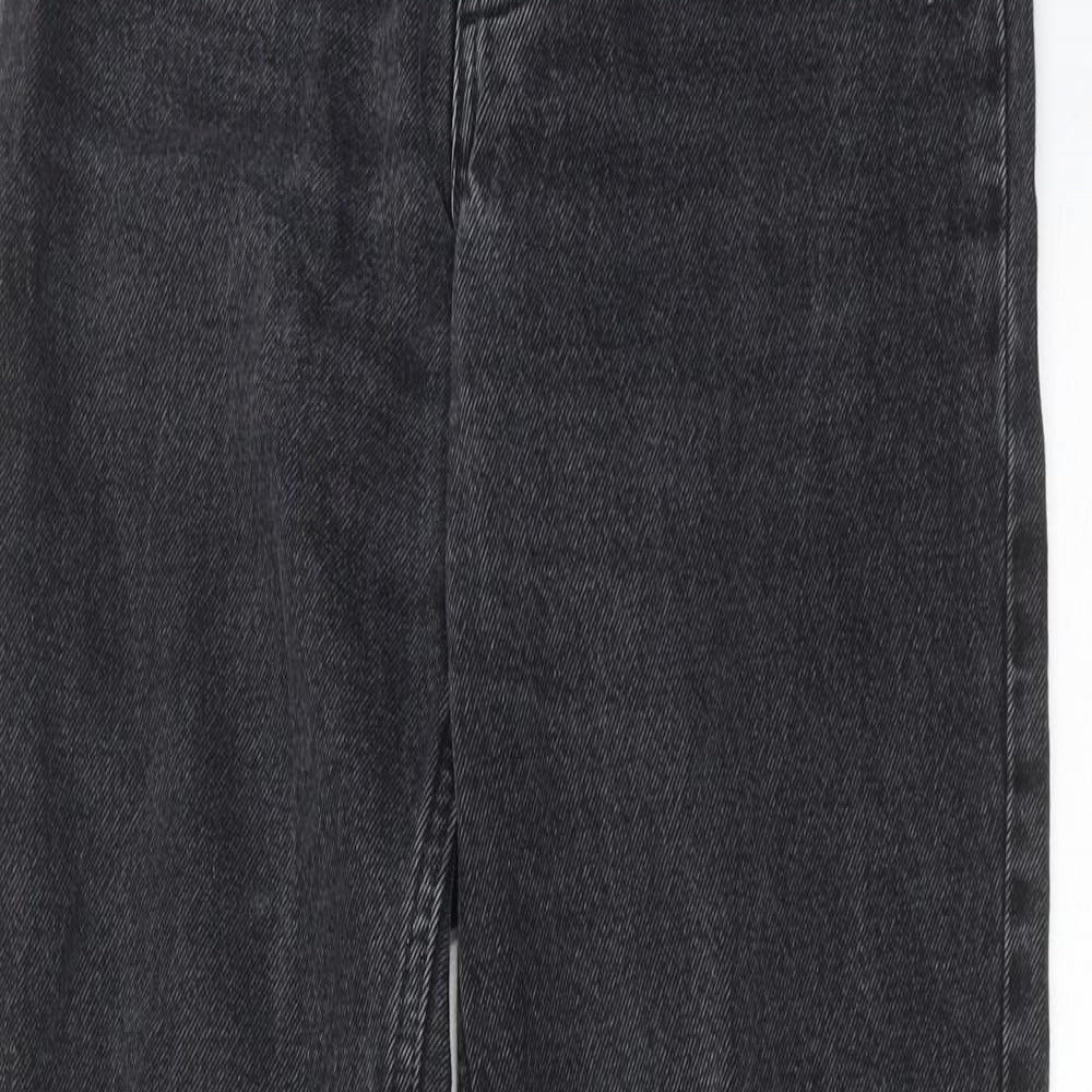 Monki Womens Grey Cotton Straight Jeans Size 26 in Regular Zip
