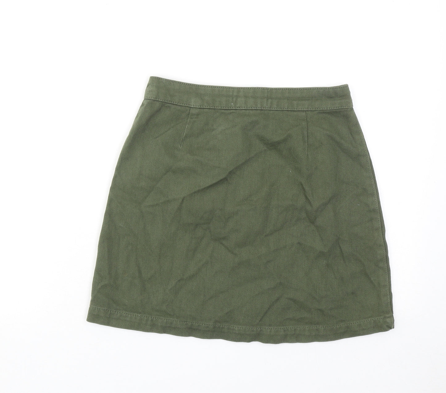 New Look Girls Green Cotton A-Line Skirt Size 12 Years Regular Button