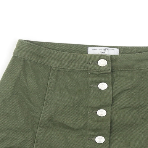 New Look Girls Green Cotton A-Line Skirt Size 12 Years Regular Button