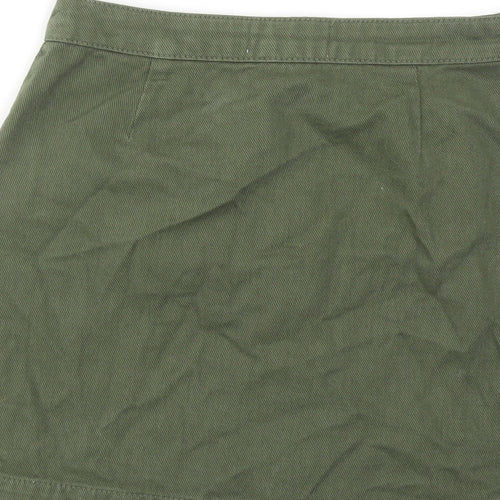New Look Girls Green Cotton A-Line Skirt Size 12 Years Regular Button