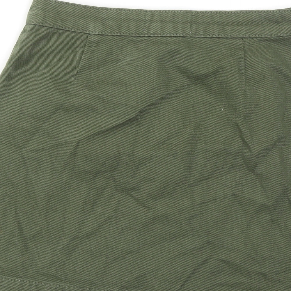New Look Girls Green Cotton A-Line Skirt Size 12 Years Regular Button