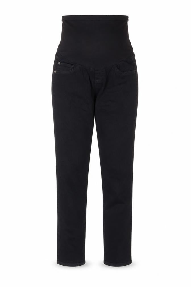 Front view of Led women’s black cotton skinny jeans, size UK 28, in regular