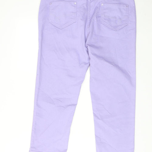 Per Una Womens Purple Cotton Straight Jeans Size 18 Regular Zip