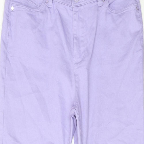 Per Una Womens Purple Cotton Straight Jeans Size 18 Regular Zip