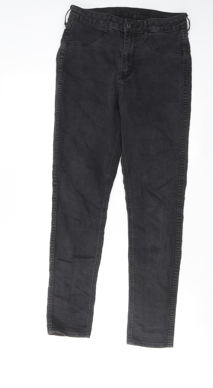 H&M Womens Grey Cotton Straight Jeans Size 29 in Regular Zip