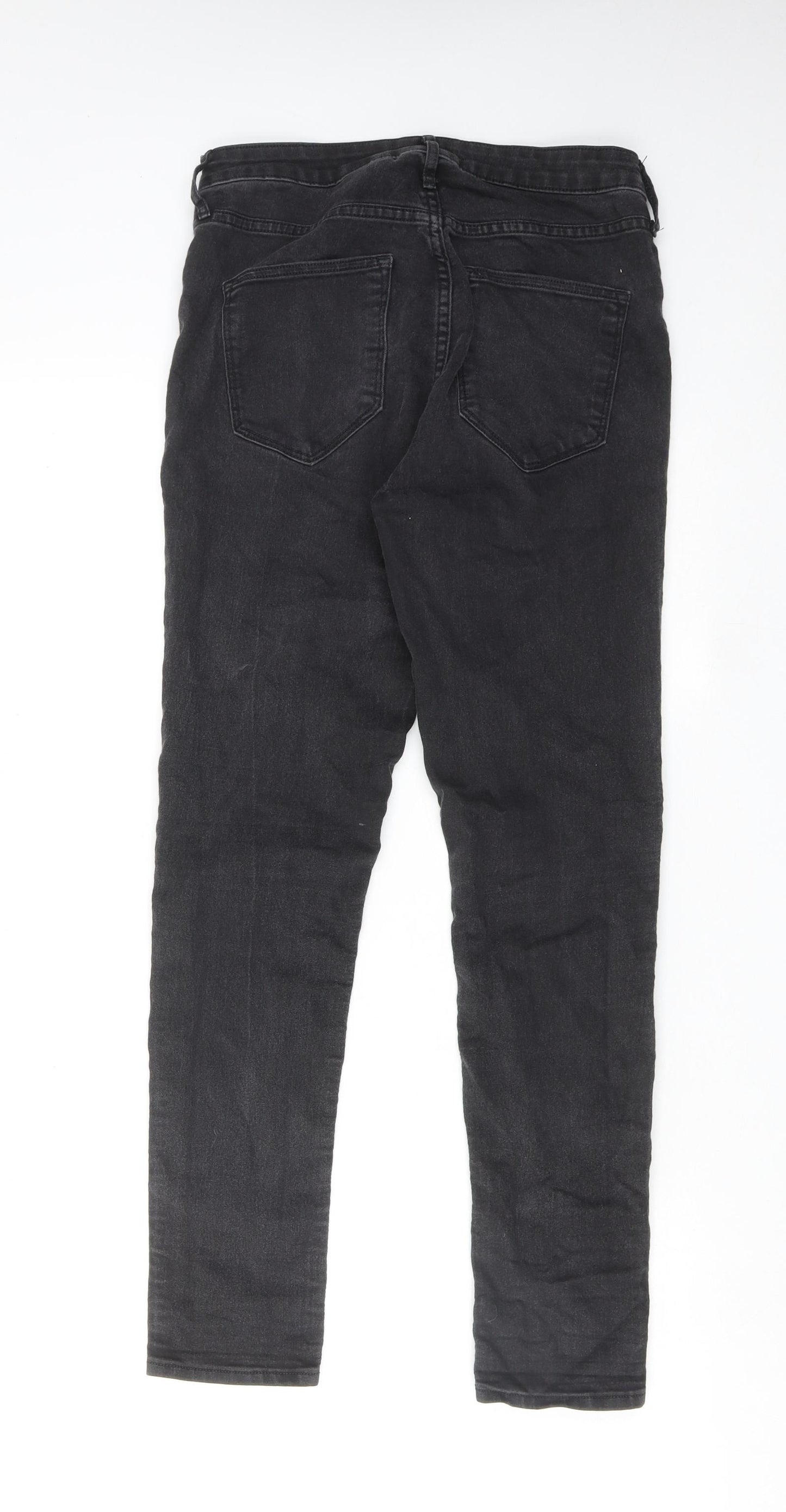 H&M Womens Grey Cotton Straight Jeans Size 29 in Regular Zip