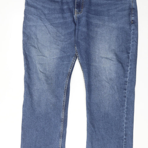 Jacam Mens Blue Cotton Straight Jeans Size 42 in Regular Zip