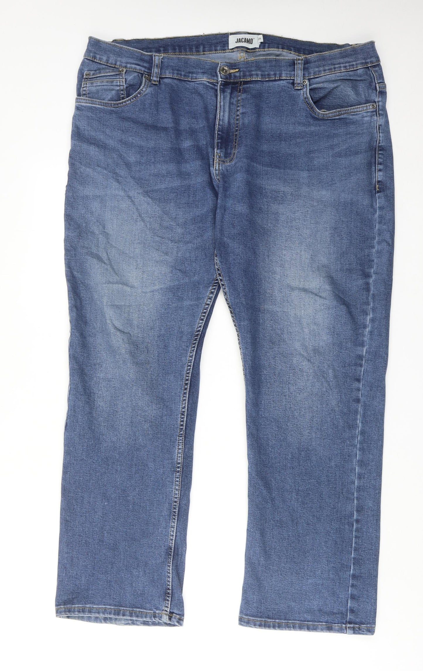 Jacam Mens Blue Cotton Straight Jeans Size 42 in Regular Zip