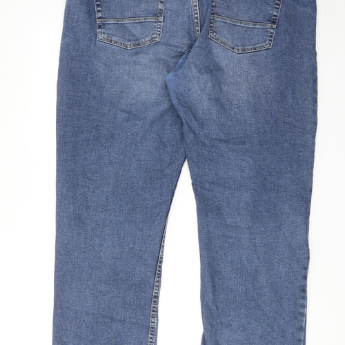 Jacam Mens Blue Cotton Straight Jeans Size 42 in Regular Zip
