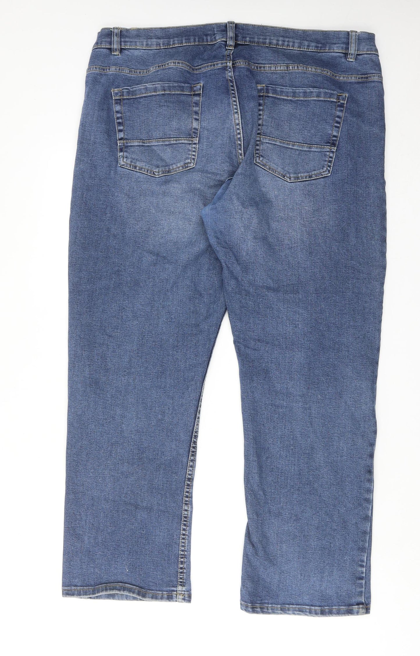 Jacam Mens Blue Cotton Straight Jeans Size 42 in Regular Zip