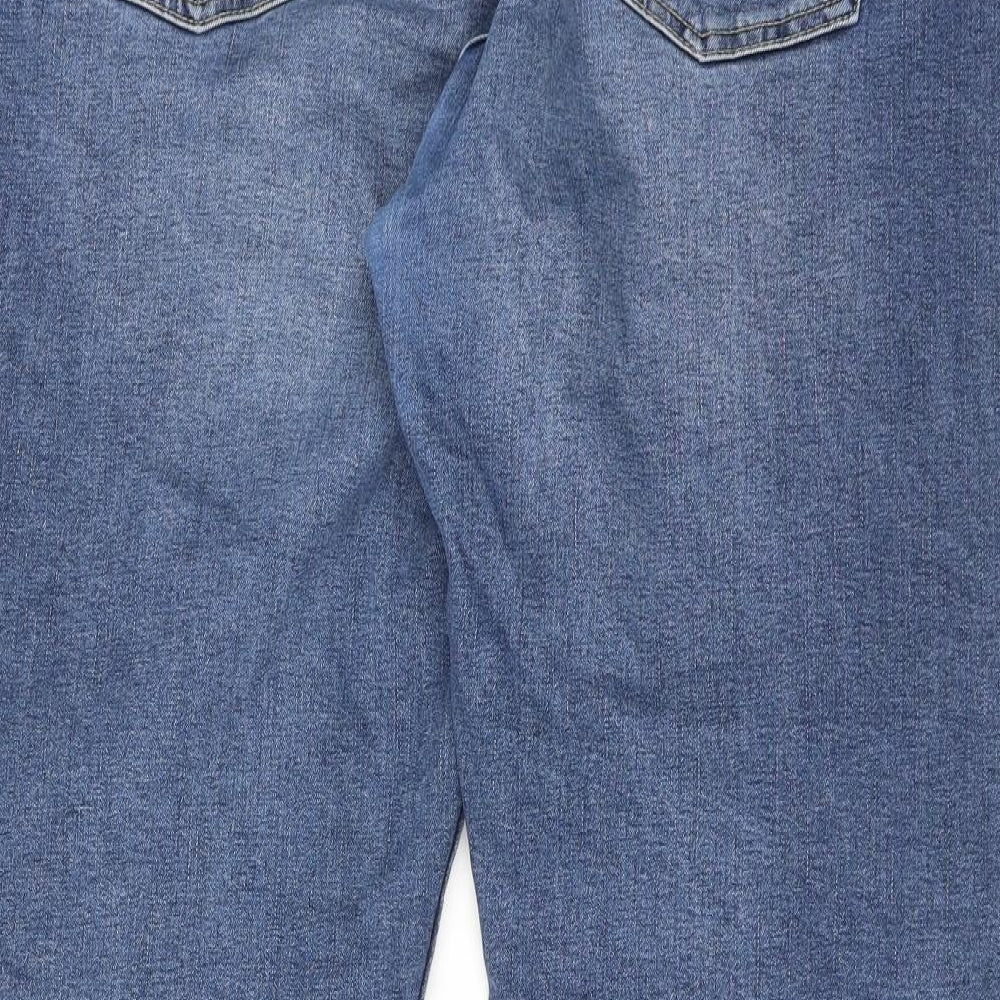 Jacam Mens Blue Cotton Straight Jeans Size 42 in Regular Zip