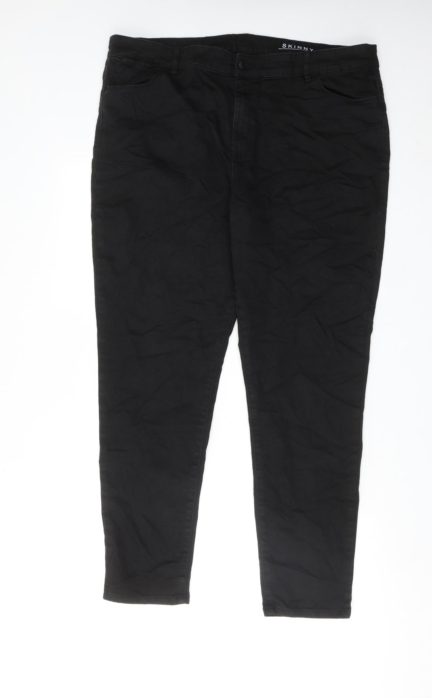 Marks and Spencer Womens Black Cotton Skinny Jeans Size 20 Regular Zip