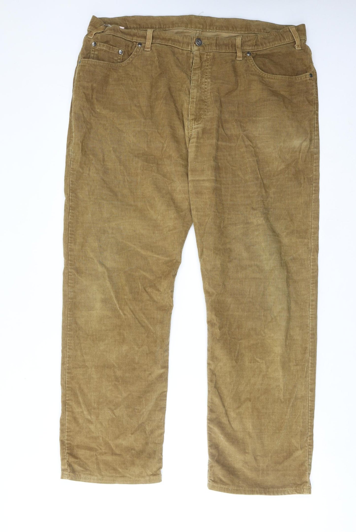 Marks and Spencer Mens Brown Cotton Trousers Size 40 in L29 in Regular Zip