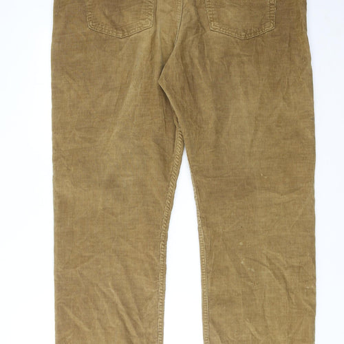 Marks and Spencer Mens Brown Cotton Trousers Size 40 in L29 in Regular Zip