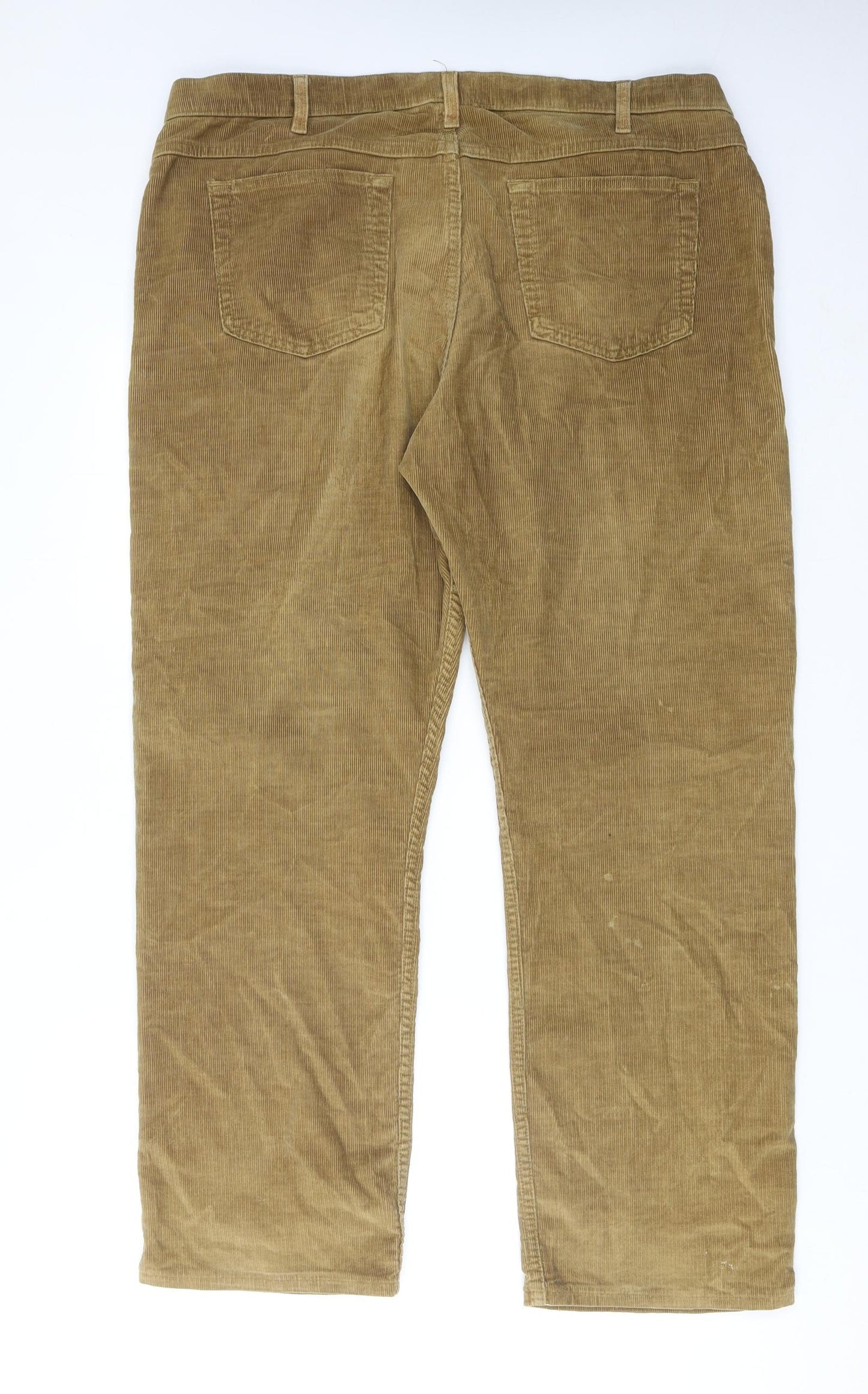 Marks and Spencer Mens Brown Cotton Trousers Size 40 in L29 in Regular Zip