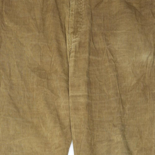 Marks and Spencer Mens Brown Cotton Trousers Size 40 in L29 in Regular Zip