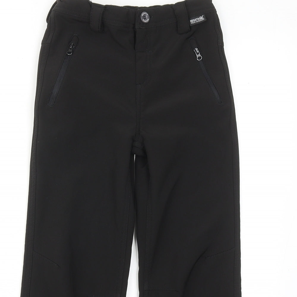 Regatta Boys Black Polyester Windbreaker Trousers Size 5-6 Years Regular Zip