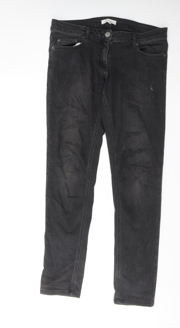 Second Female Womens Grey Cotton Skinny Jeans Size M Regular Zip
