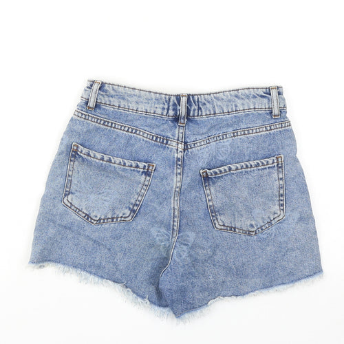 New Look Girls Blue Geometric Cotton Boyfriend Shorts Size 12 Years Regular Zip - Butterfly Print