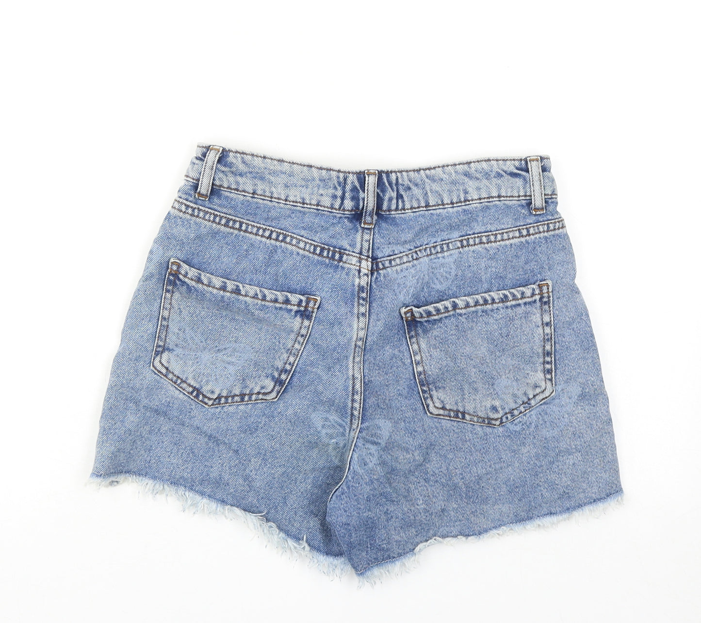 New Look Girls Blue Geometric Cotton Boyfriend Shorts Size 12 Years Regular Zip - Butterfly Print