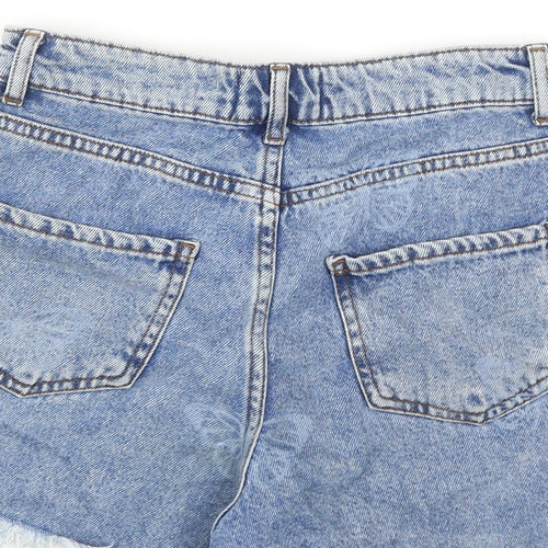 New Look Girls Blue Geometric Cotton Boyfriend Shorts Size 12 Years Regular Zip - Butterfly Print