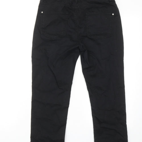 Cache Cache Womens Black Cotton Straight Jeans Size 10 Regular Zip