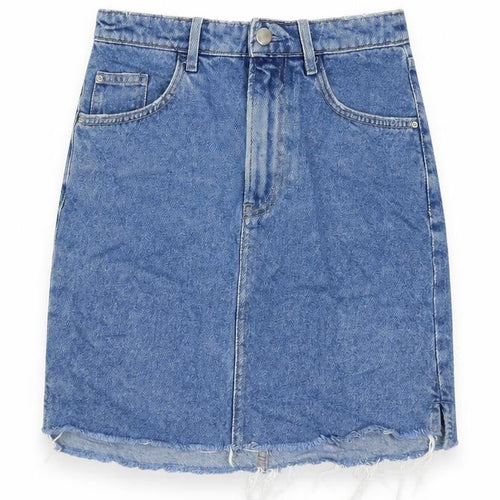 H&M Womens Blue Cotton A-Line Skirt Size 6 Zip