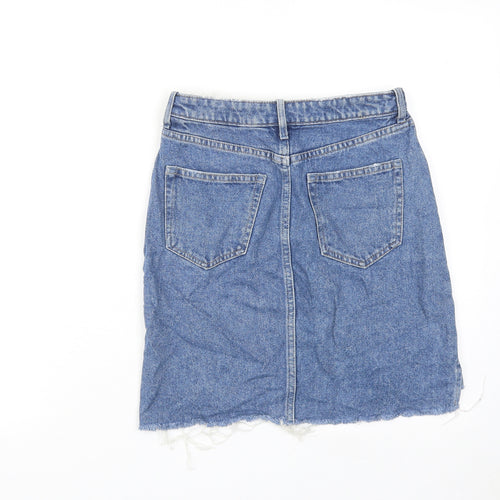 H&M Womens Blue Cotton A-Line Skirt Size 6 Zip