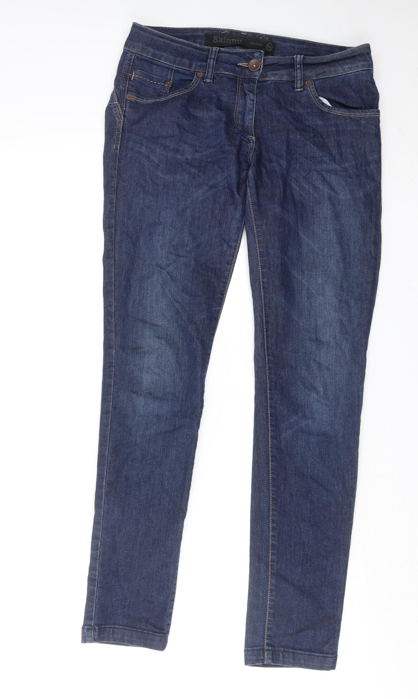 NEXT Womens Blue Cotton Skinny Jeans Size 10 Regular Zip