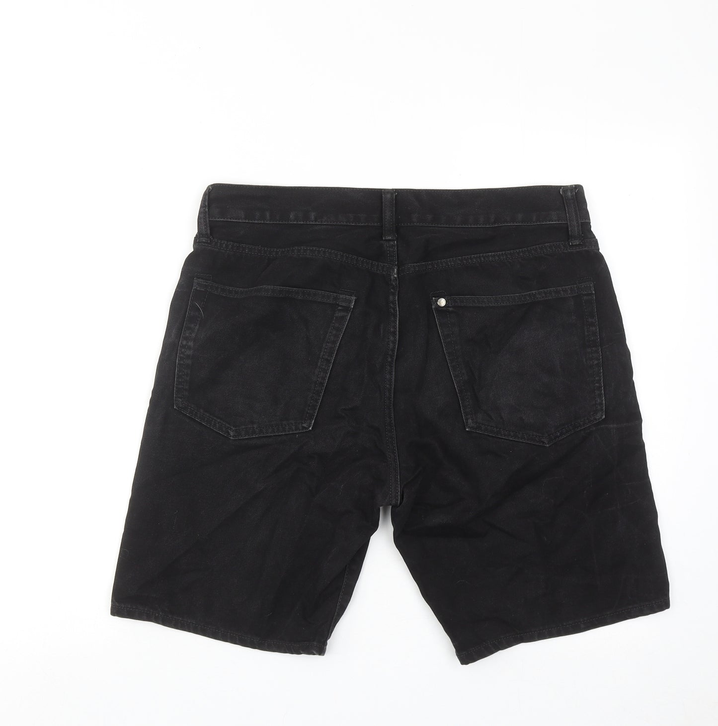 H&M Mens Black Cotton Bermuda Shorts Size 32 in Regular Button