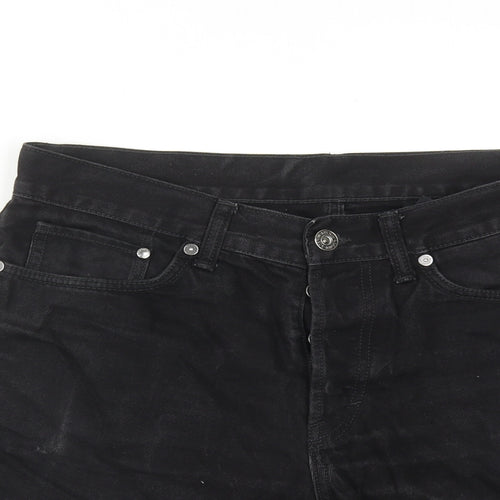 H&M Mens Black Cotton Bermuda Shorts Size 32 in Regular Button